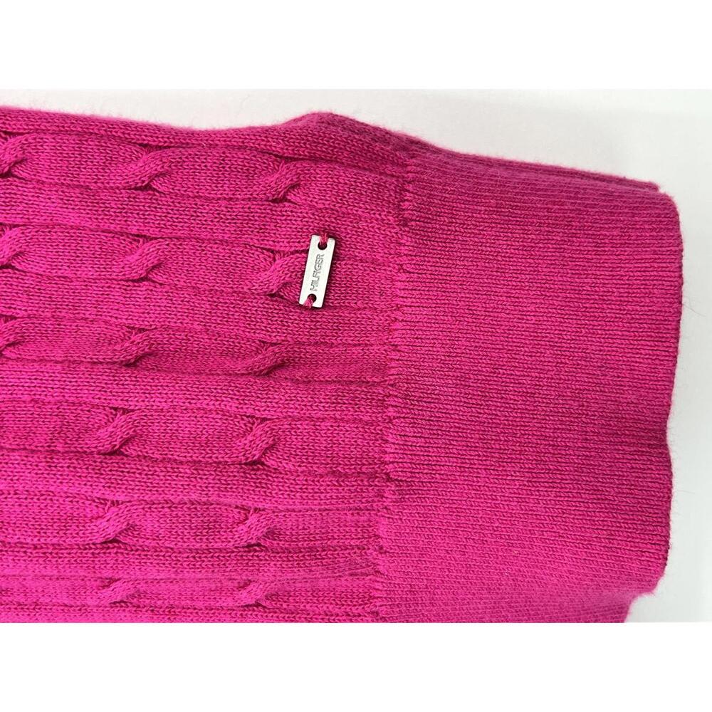 Tommy Hilfiger Pink Cable Knit Cardigan Large Pima Cotton - Picture 3 of 9